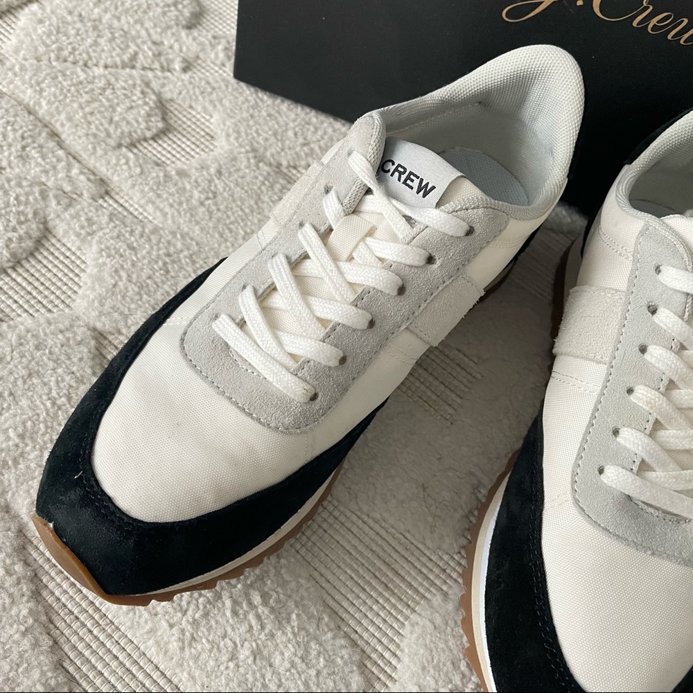 J. Crew black and white trainer sneakers size 6 comes with original box
